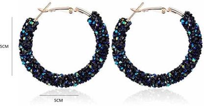 Dark Blue Rhinestone Crystal Chandbali Earrings for Women and Girls Metal Chandbali Earring