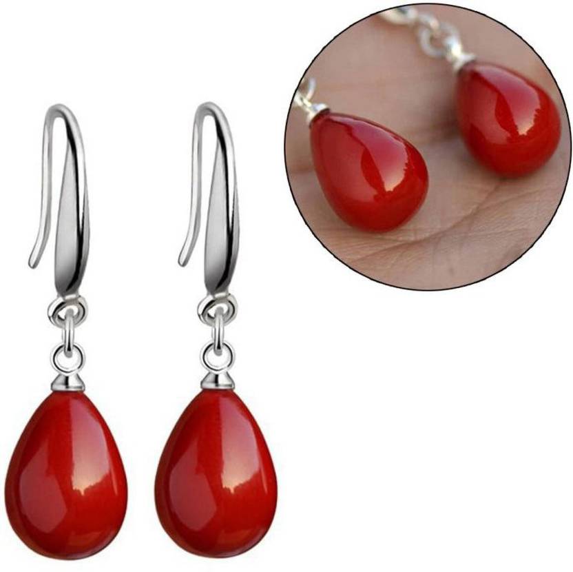 Red & White Cherry Pearl Combo Stylish Fancy Drop Earrings for Women and Girl