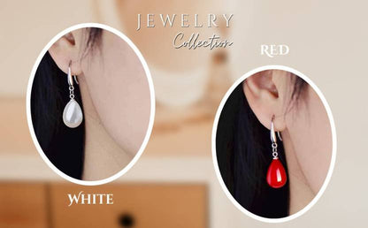 Red & White Cherry Pearl Combo Stylish Fancy Drop Earrings for Women and Girl