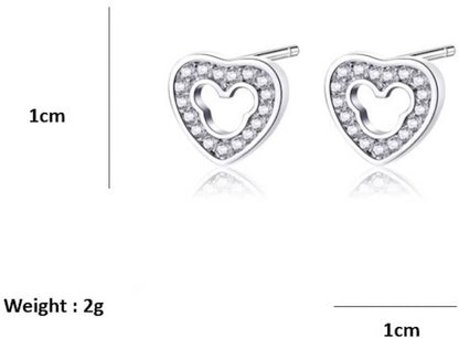 Cute Simple Design Cubic Zirconia Heart-shaped Stud Earrings for Women/Girls, Zircon Alloy Love Shaped Earring