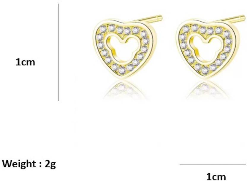 Cute Simple Design Cubic Zirconia Heart-shaped Stud Earrings for Women/Girls, Zircon Alloy Love Shaped Earring