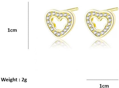 Cute Simple Design Cubic Zirconia Heart-shaped Stud Earrings for Women/Girls, Zircon Alloy Love Shaped Earring