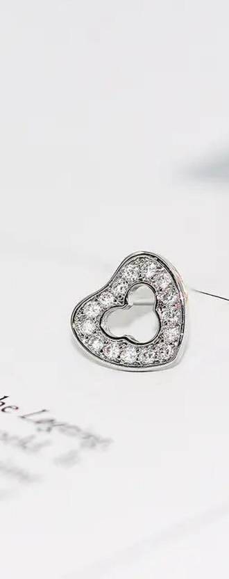 Cute Simple Design Cubic Zirconia Heart-shaped Stud Earrings for Women/Girls, Zircon Alloy Love Shaped Earring