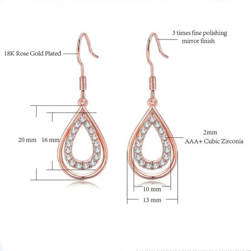 Micro Hollow Water Drop Earrings for Women and Girls Copper Drops & Danglers