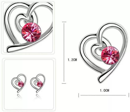 Charming White Austria Crystal Heart Shape Stud Earrings made for Girls Copper Stud Earring