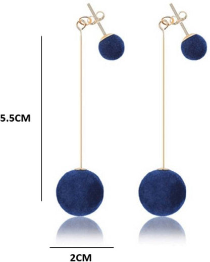 Detachable Plush Ball Korean Style Earrings for Women, Velvet Round Long Tassle Dangle Drop Earrings for Women