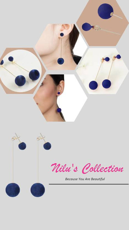 Detachable Plush Ball Korean Style Earrings for Women, Velvet Round Long Tassle Dangle Drop Earrings for Women