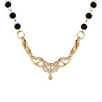 Stylish Light Rose Gold Plated Designer Mangalsutra, Traditional Black Bead, American Diamond Pendant with Chain for Ladies/Women