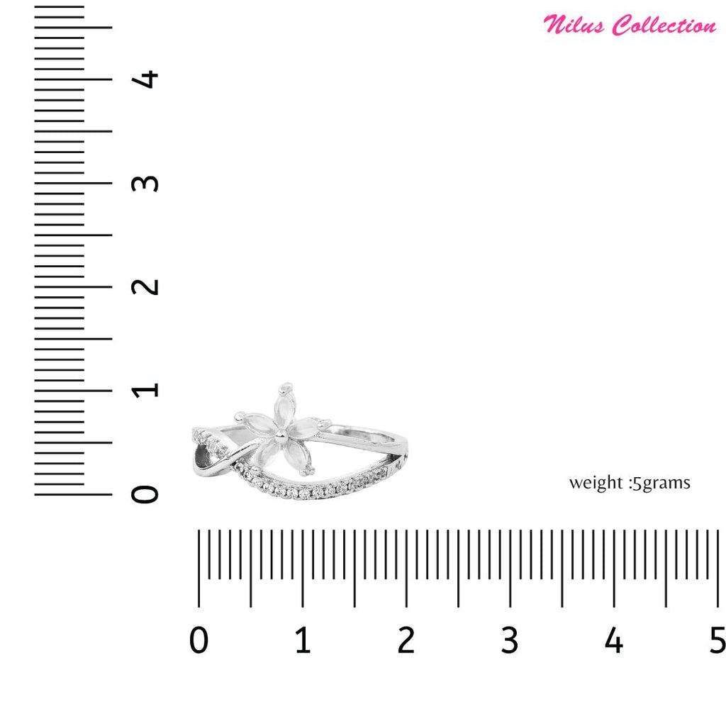 Plated Elegant American Diamond Studded Sparkling Adjustable Finger Ring for Women and Girls