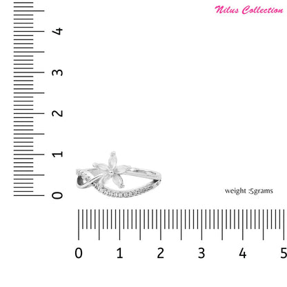 Plated Elegant American Diamond Studded Sparkling Adjustable Finger Ring for Women and Girls