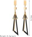 Hollow Triangle Black Geometric Long Drop Earrings for Women and Girls