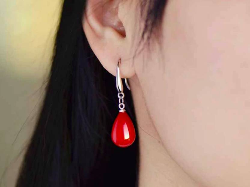 Red & White Cherry Pearl Combo Stylish Fancy Drop Earrings for Women and Girl