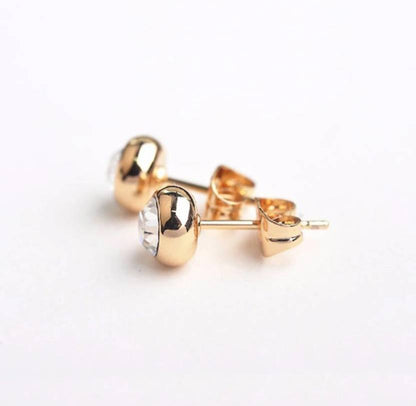 Daily wear / Office Wear Misty Rose Gold Plated Zircon Stone Stud Earrings For Girls and Women