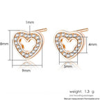 Cute Simple Design Cubic Zirconia Heart-shaped Stud Earrings for Women/Girls, Zircon Alloy Love Shape Earring
