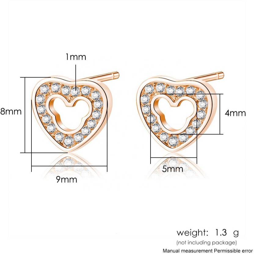 Cute Simple Design Cubic Zirconia Heart-shaped Stud Earrings for Women/Girls, Zircon Alloy Love Shape Earring