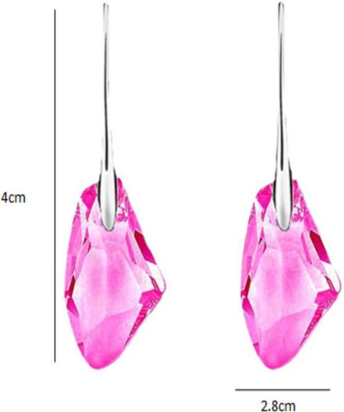 Silver Plated Pink Dangle Earrings For Women Fashion Jewelry Plastic Drops & Danglers