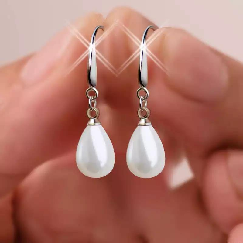 Nilu's Collection White Cherry Pearl Stylish Fancy Drop Earrings for Women and Girl