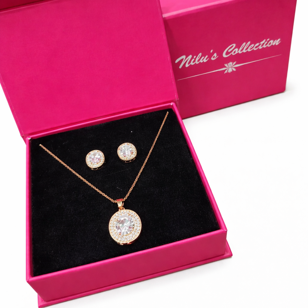 Gift Rose Gold PLated Necklace Set For Women And Girls