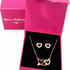 Gift Rose Gold Plated Heart Shape Pendant With Earrings For Women And Girls
