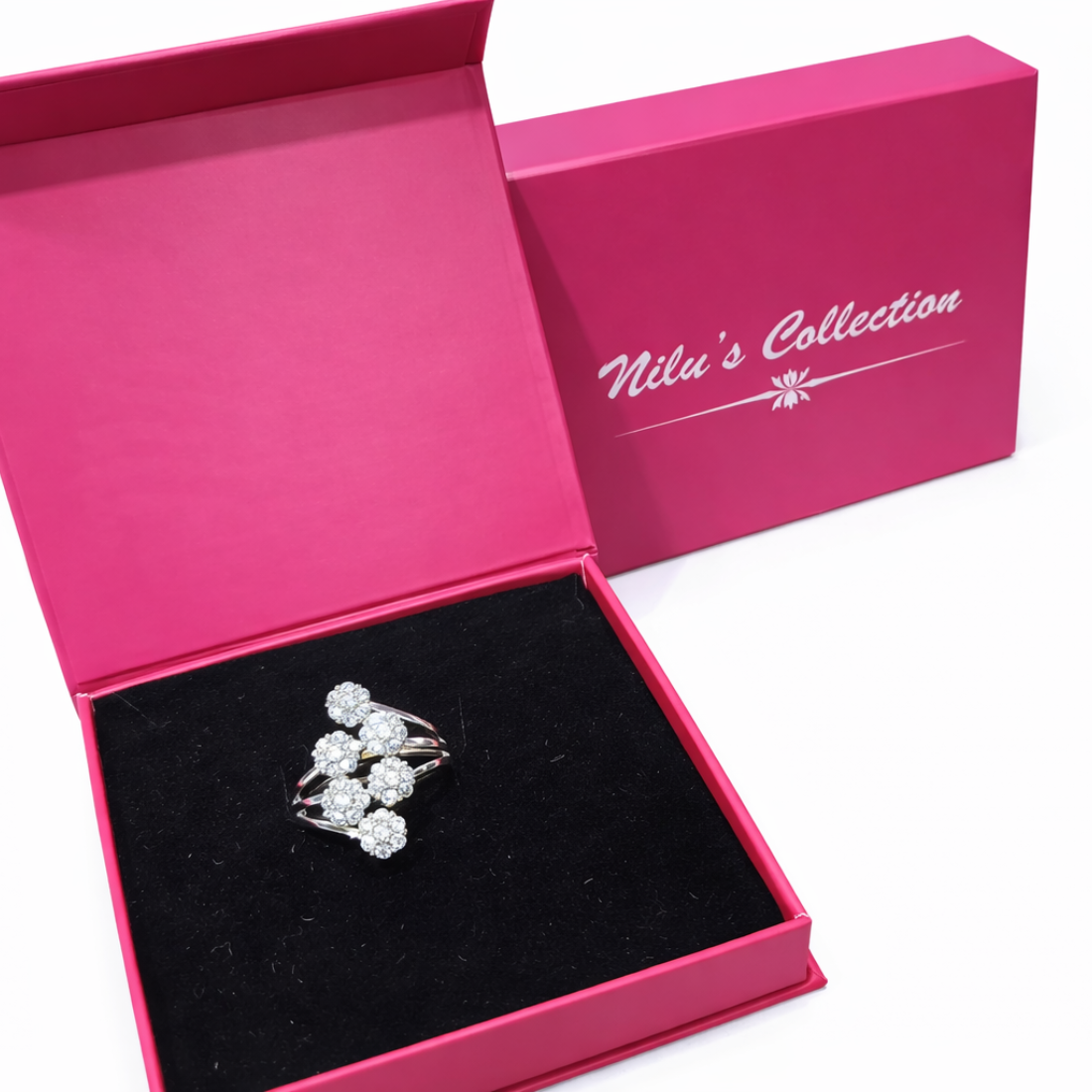 Gift Silver Plated Pendent With Adjustable Finger Ring For Women And Girls