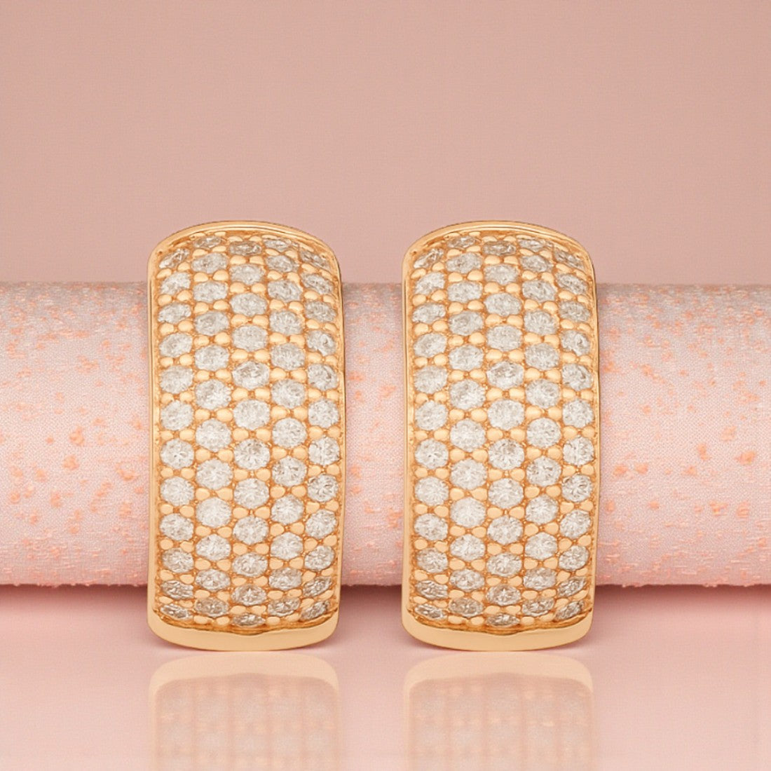 Nilu's Collection Rose Gold Plated Hoop Earrings With American Diamond For Women And Girls | Office Wear| Gift For Her | Anti-Tarnish | Anti- Allergy