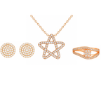 Nilus Collection Rose Gold Jewellery Set Elegant Necklace, Stud Earrings & Ring for Women And Girls