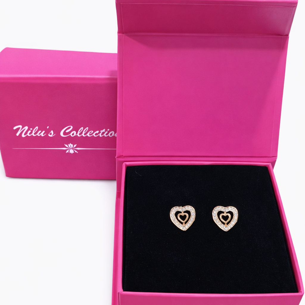 Gift Rose Gold Plated Pendant With Earrings And Adjustable Ring For Women And Girls