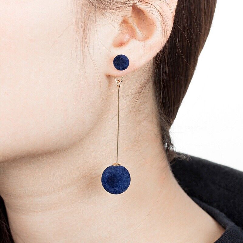 Nilu s Collection Detachable Plush Ball Korean Style Earrings for Wome