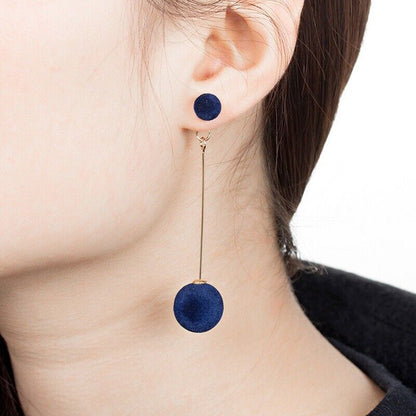 Detachable Plush Ball Korean Style Earrings for Women, Velvet Round Long Tassle Dangle Drop Earrings for Women