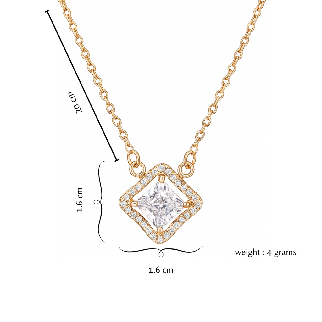 Nilu’s Collection Rose Gold Plated Pendant Necklace with Sparkling AD Stones for women and Girls