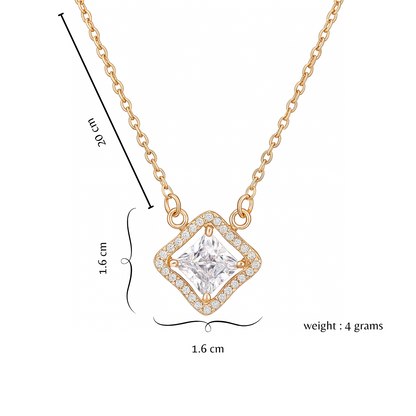 Nilu’s Collection Rose Gold Plated Pendant Necklace with Sparkling AD Stones for women and Girls