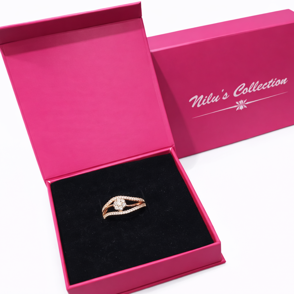 Gift Rose Gold Plated Necklace Set With Adjustable Ring For Women And Girls