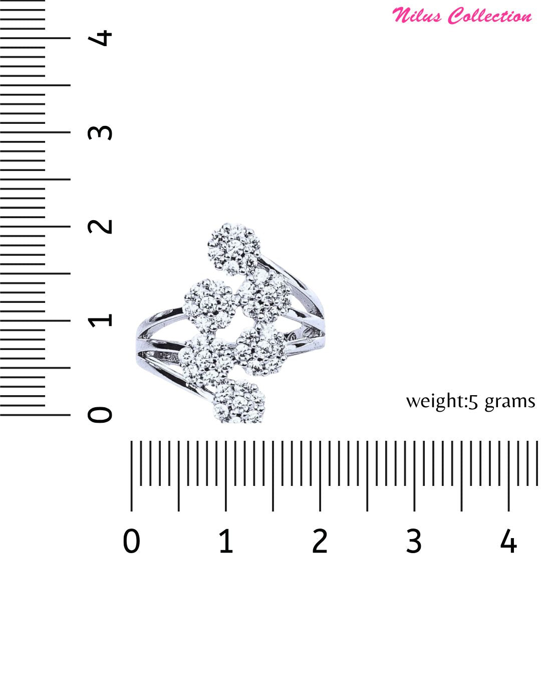 Sliver Plated Elegant American Diamond Studded Sparkling Adjustable Finger Ring for Women and Girls