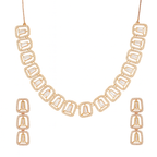 Nilu’s Collection Rose Gold Plated American Diamond Necklace & Earrings Set For Women | Anti-Tranish | Minimal Jewelry | Ideal for Gifting