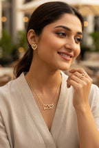 Nilu's Collection Rose Gold Platedc Heart Jewellery Set For Women And Girls | Pendant | Earrings | Ring