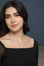 Silver Plated Solitaire Pendant Chain for Women & Girls, Cubic Zircon Pendant Locket (Silver)