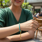 Nilu's Collection Rose Gold Plated Bracelet With American Diamond For Women And Girls (Aqua Colour)