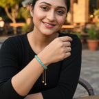 Nilu's Collection Rose Gold Plated Adjustable Bracelet With Blue American Diamond For Women & Girls (Ocean Blue)