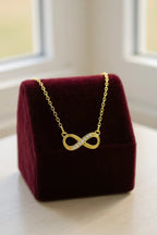 Nilu's Collection Gold Plated Infinity Pendant Necklace with American Diamond Stones For Women And Girls | Anti-Tarnish| Lightweight | Anti- Allergy | Office Wear
