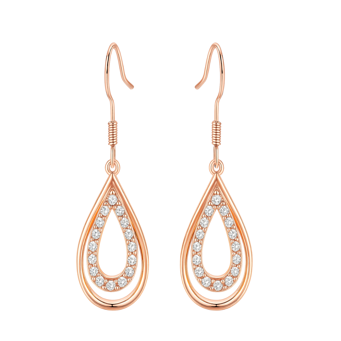 Nilu's Collection Rose Gold Drop Earrings With American Diamond For Women And Girls
