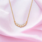 Nilu’s Collection Rose Gold Plated Floral AD Stone Pendant Necklace for Women and Girls