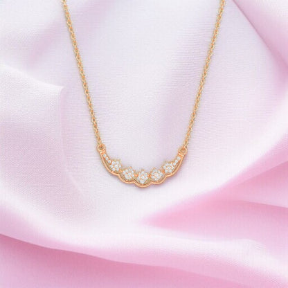 Nilu’s Collection Rose Gold Plated Floral AD Stone Pendant Necklace for Women and Girls