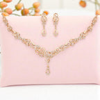 Nilu's Collection Rose Gold Plated Necklace set With American Diamond For Women And Girls | Office Wear | Anti-Tarnish | Gift For Her