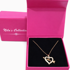 Gift Rose Gold Plated Pendant With Earrings And Adjustable Ring For Women And Girls