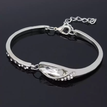 Silver Plated White Crystal Kada For Women/ Girls