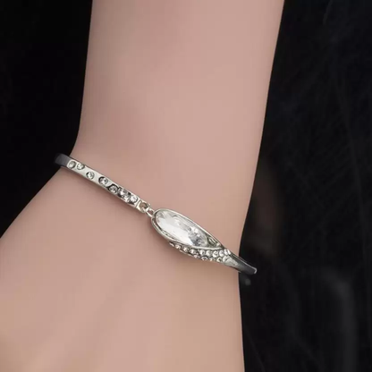 Silver Plated White Crystal Kada For Women/ Girls