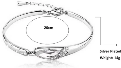 Silver Plated White Crystal Kada For Women/ Girls