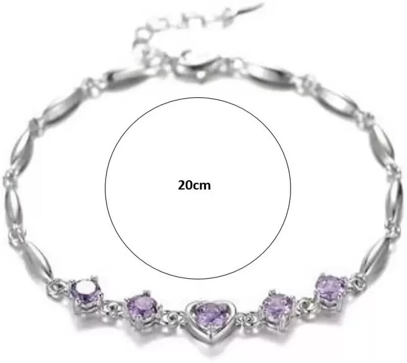 Fashion lovely Heart Silver Plated Valentine Gift Crystal Bracelet (Purple)