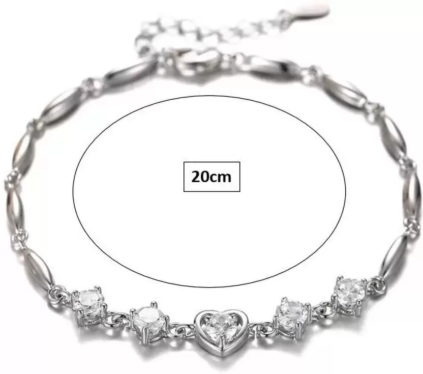 Fashion lovely Heart Silver Plated Valentine Gift Crystal Bracelet (White)