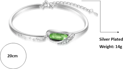 Silver Plated White Crystal Silver Kada for Women/ Girls